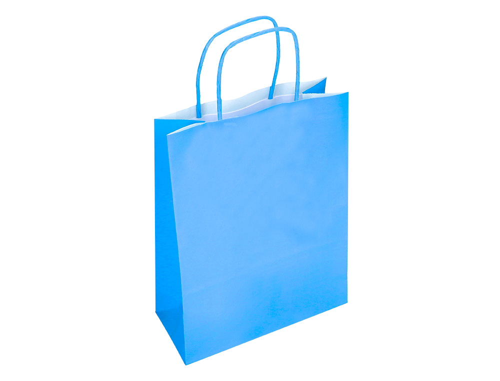 SAC PAPIER Q-CONNECT CELLULOSE M ANSE TORSADEE     270X370X12MM COLORIS BLEU     CIEL