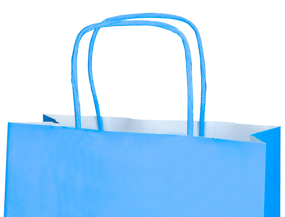SAC PAPIER Q-CONNECT CELLULOSE M ANSE TORSADEE     270X370X12MM COLORIS BLEU     CIEL