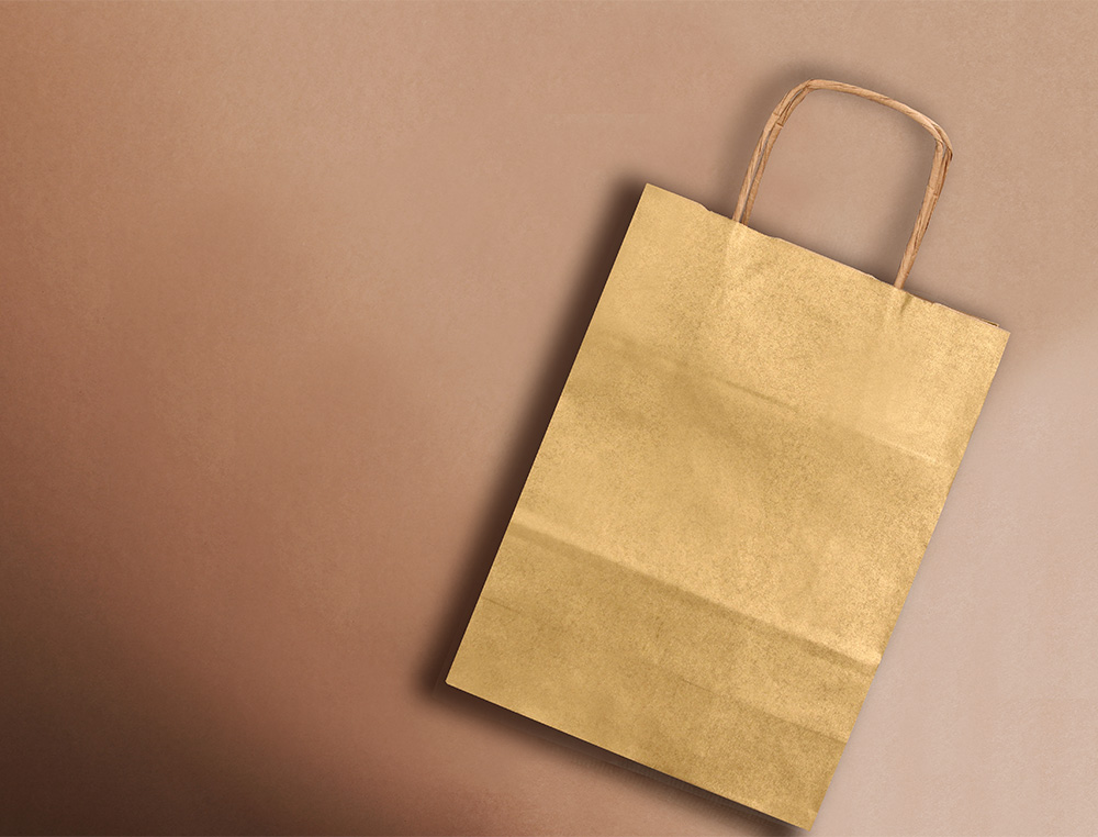 SAC PAPIER Q-CONNECT KRAFT L ANSE TORSADEE 320X400X14MM    COLORIS OR