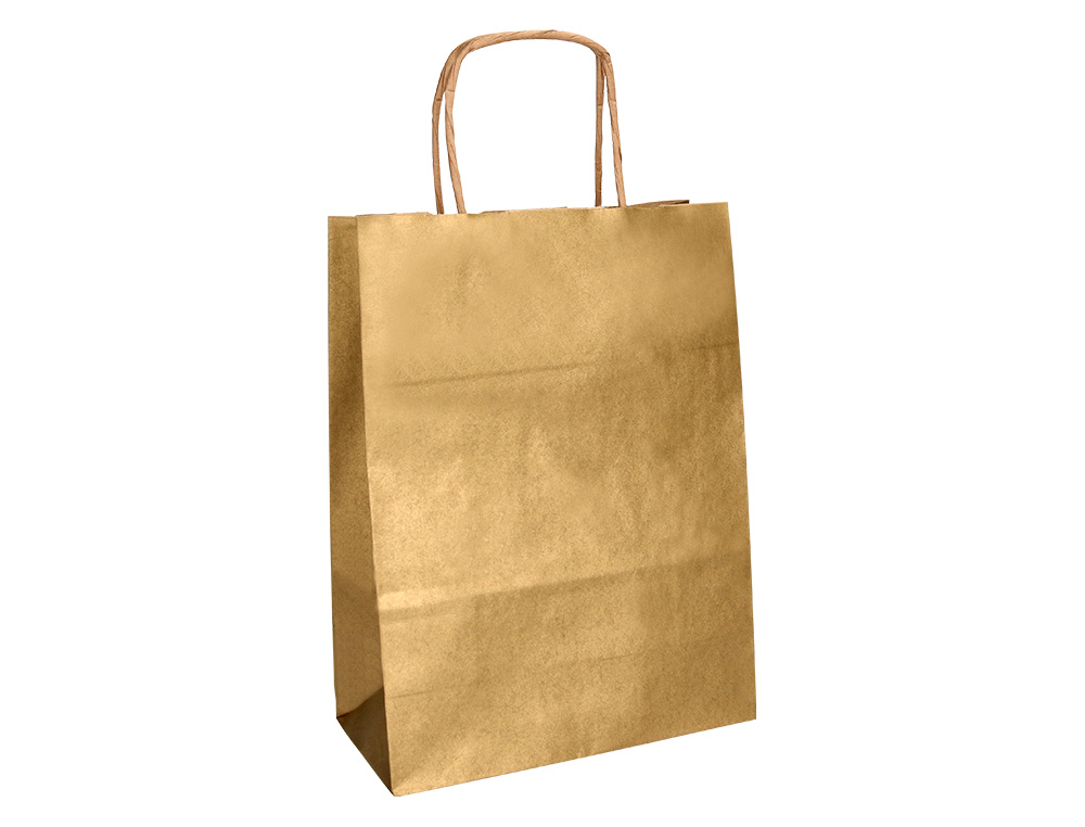 SAC PAPIER Q-CONNECT KRAFT L ANSE TORSADEE 320X400X14MM    COLORIS OR