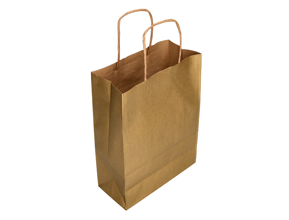 SAC PAPIER Q-CONNECT KRAFT L ANSE TORSADEE 320X400X14MM    COLORIS OR