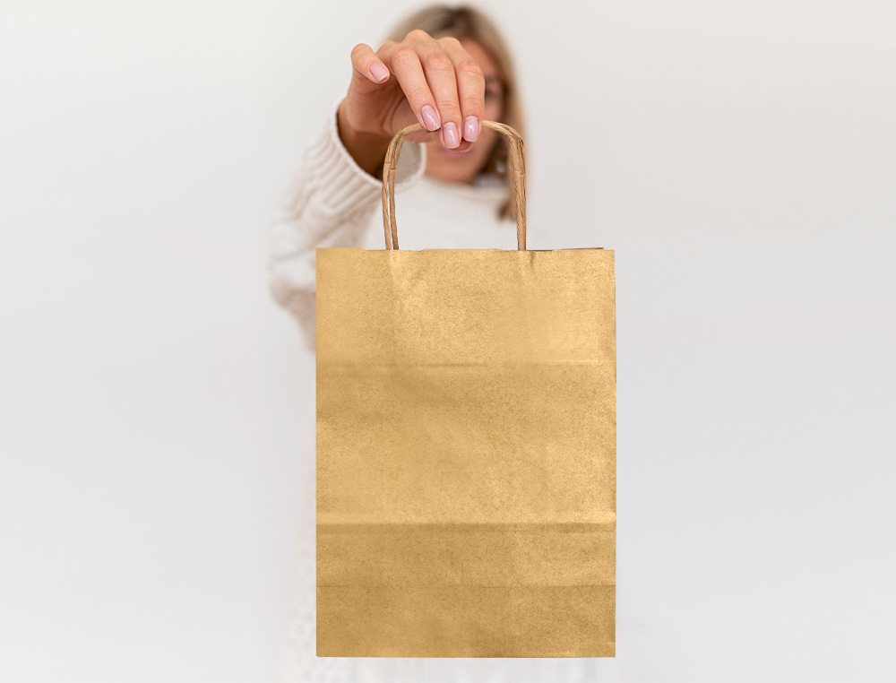SAC PAPIER Q-CONNECT KRAFT L ANSE TORSADEE 320X400X14MM    COLORIS OR