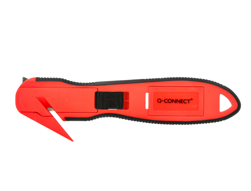 CUTTER DE SECURITE XD-G03 Q-CONNECT EN PLASTIQUE ET GOMME AVEC ERGOT EN METAL LAMEFIXE PROTEGEE
