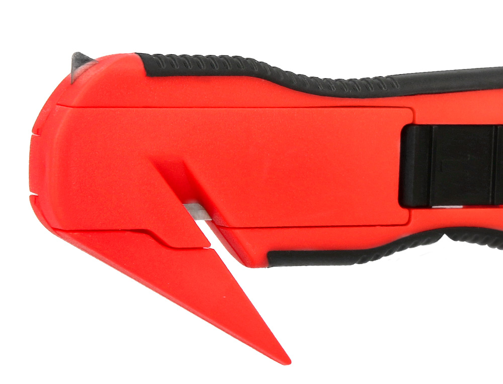 CUTTER DE SECURITE XD-G03 Q-CONNECT EN PLASTIQUE ET GOMME AVEC ERGOT EN METAL LAMEFIXE PROTEGEE