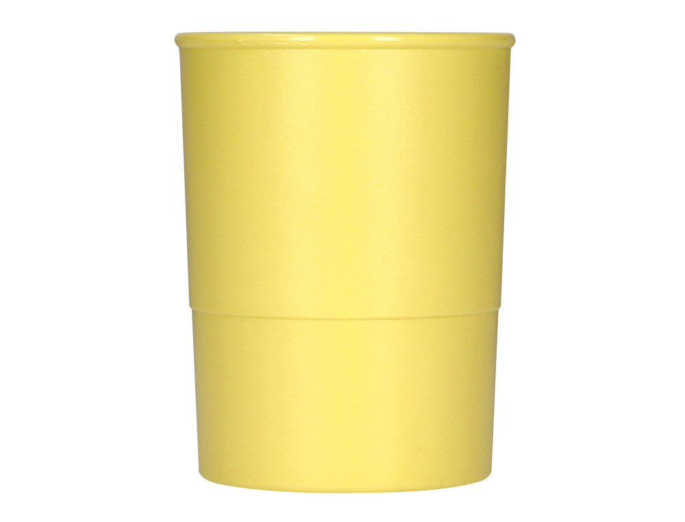 POT A CRAYONS Q-CONNECT PLASTIQUE DIAMETRE 75MM       HAUTEUR 100MM COLORIS JAUNE   PASTEL OPAQUE