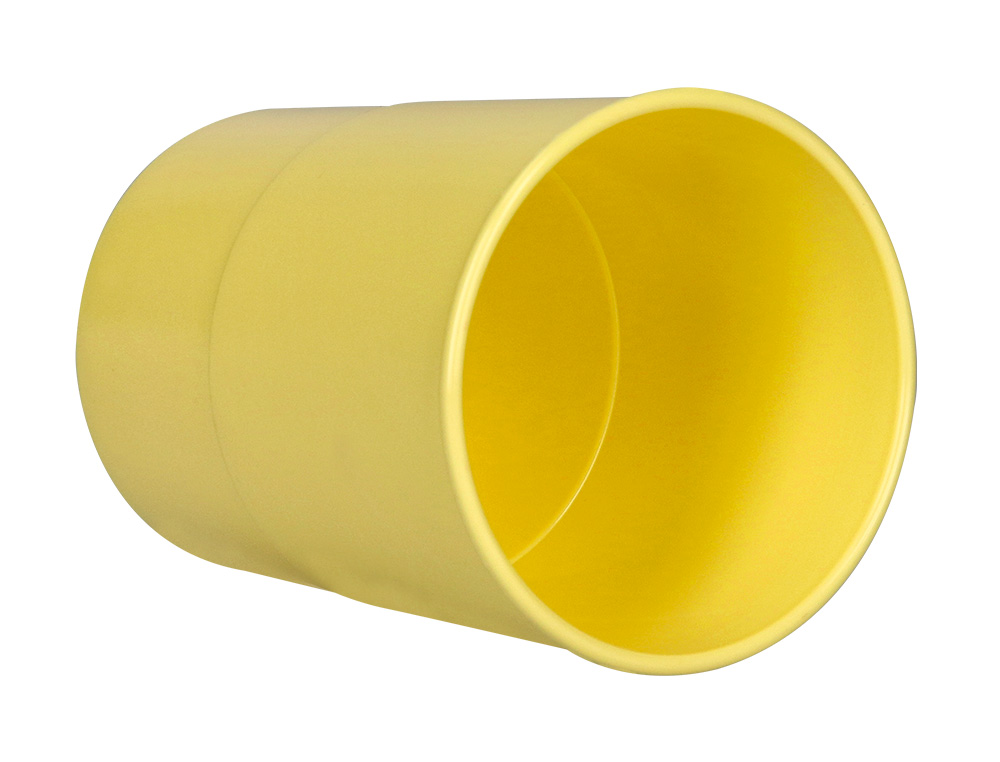 POT A CRAYONS Q-CONNECT PLASTIQUE DIAMETRE 75MM       HAUTEUR 100MM COLORIS JAUNE   PASTEL OPAQUE