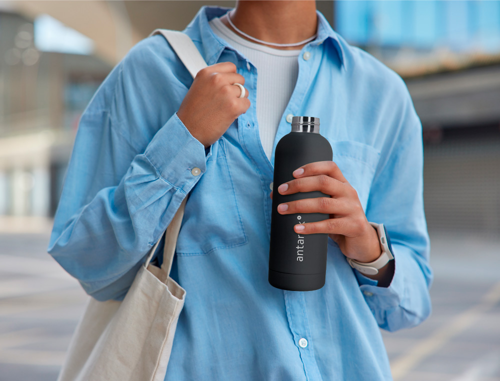 BOUTEILLE ISOTHERME ANTARTIK ACIER INOXYDABLE SANS BPA 500ML COLORIS NOIR