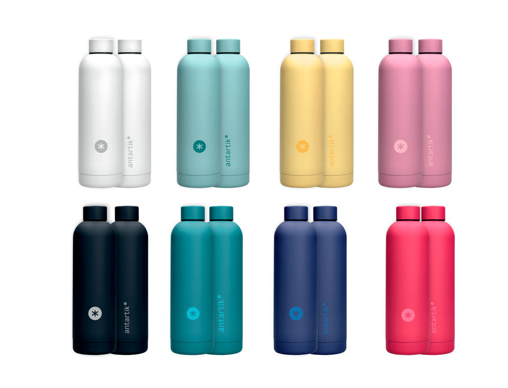 PRESENTOIR ANTARTIK BOUTEILLE ISOTHERME ACIER INOXYDABLE SANS BPA 500ML COLORIS ASSORTIS 8 UNITES
