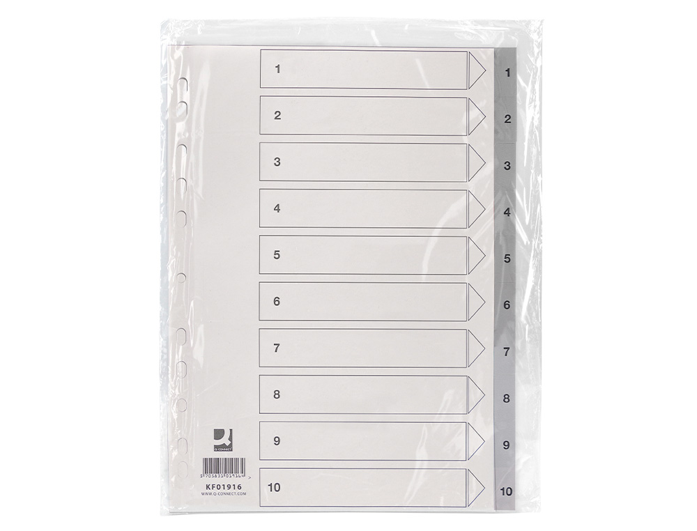 INTERCALAIRE Q-CONNECT NUMERIQUE 1-10 PLASTIQUE 10   POSITIONS A4 INDICE           MULTIPERFORE