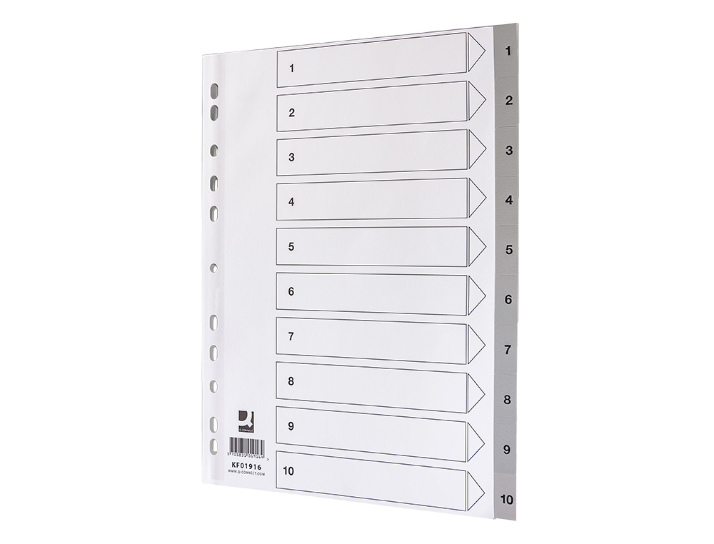 INTERCALAIRE Q-CONNECT NUMERIQUE 1-10 PLASTIQUE 10   POSITIONS A4 INDICE           MULTIPERFORE