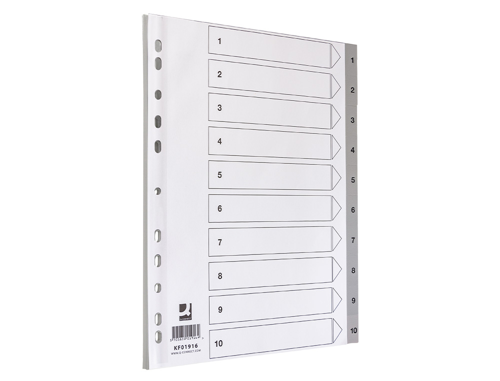 INTERCALAIRE Q-CONNECT NUMERIQUE 1-10 PLASTIQUE 10   POSITIONS A4 INDICE           MULTIPERFORE
