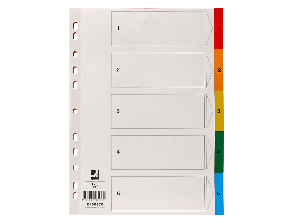 INTERCALAIRE Q-CONNECT PLASTIQUE 5 POSITIONS A4 INDICE MULTIPERFORE