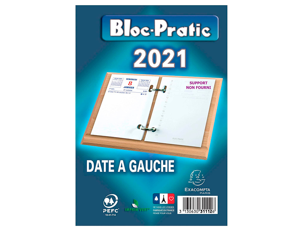 BLOC PHMRIDE EXACOMPTA SOCLE ANNUEL 2024 1 JOUR/PAGE DATE  GAUCHE 85X115MM
