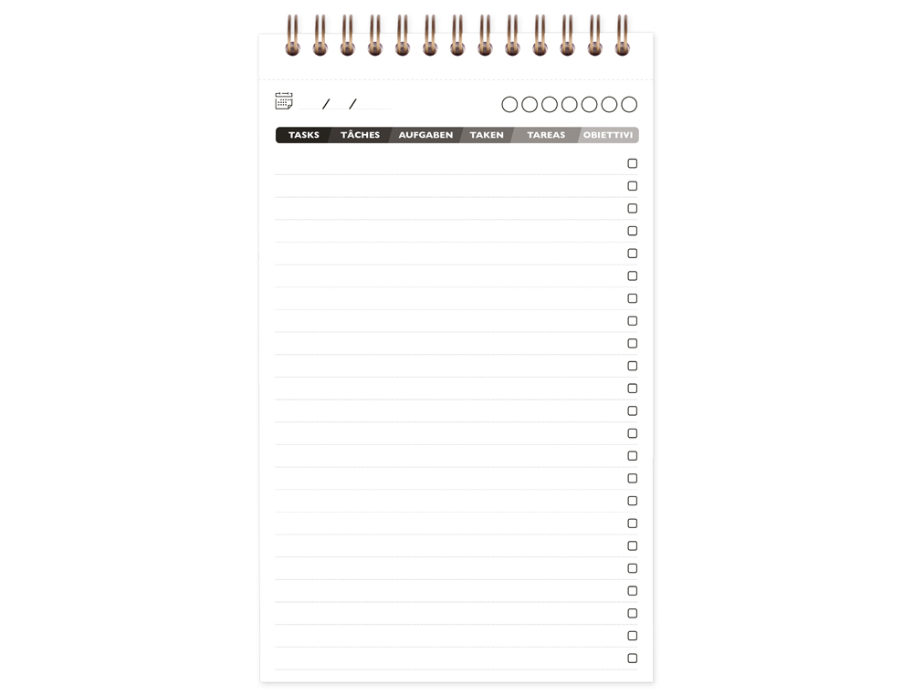 BLOC CLAIREFONTAINE MY TASK MANAGER NOMADDICT RELIURE INTEGRALE 120X200MM 250P DETACHABLES REGLURE PRE-IMPRIMEE TABAC