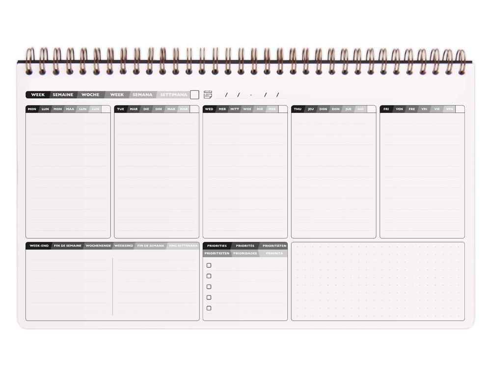 CAHIER CLAIREFONTAINE MY WEEKLY PLANNER NOMADDICT RELIURE INTEGRALE 297X170MM 120P DETACHABLES REGLURE