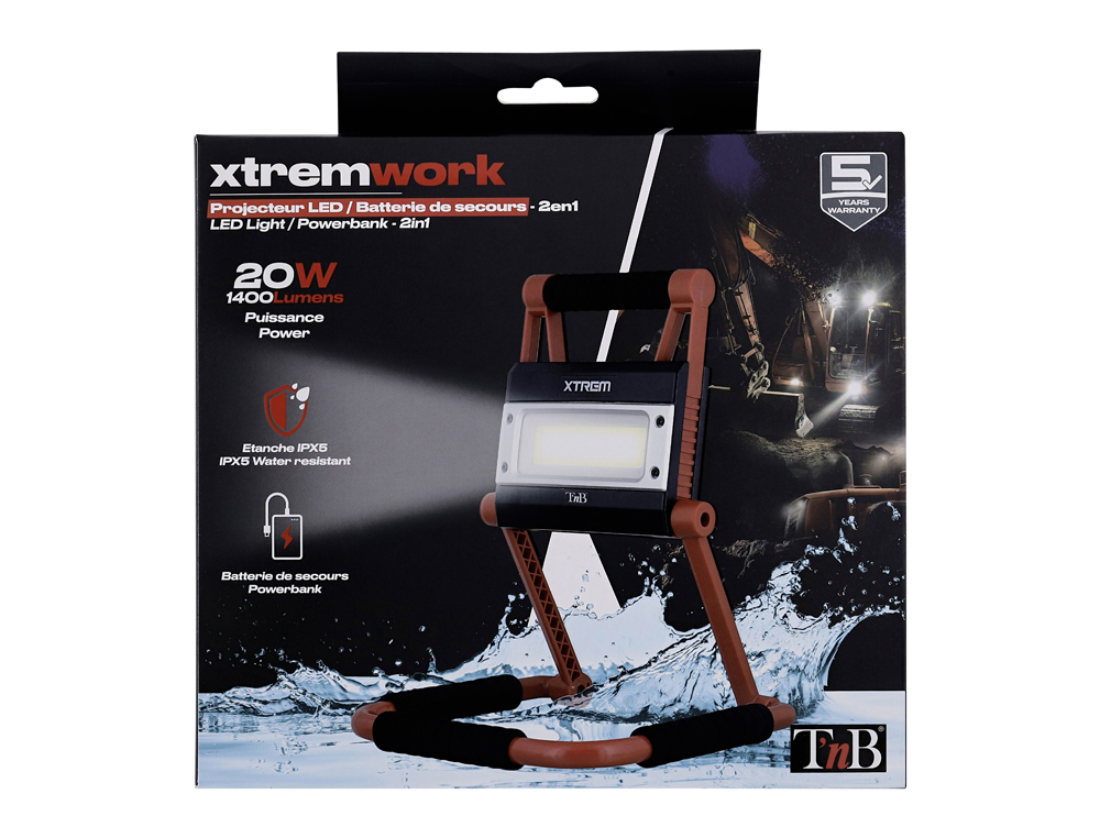 LAMPE EXTERIEURE T'NB XTREMWORK ETANCHE FONCTION    STATION DE CHARGE COLORIS     NOIR