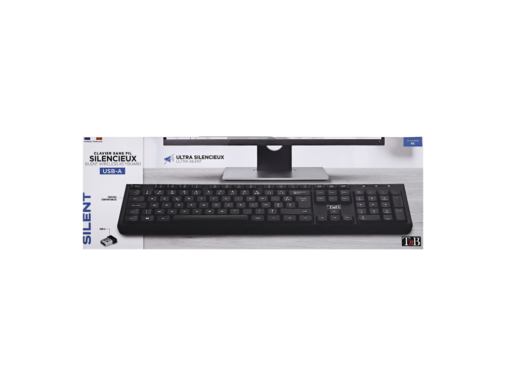 CLAVIER SANS FIL T'NB SILENT ULTRA SILENCIEUX AZERTY COLORIS NOIR