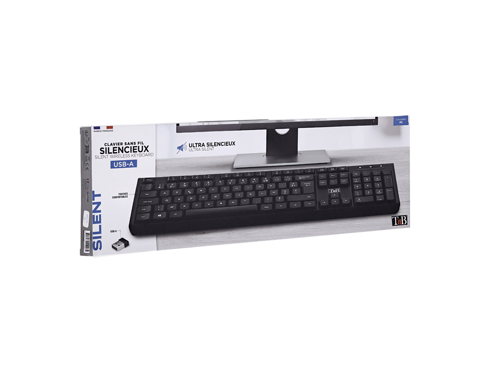CLAVIER SANS FIL T'NB SILENT ULTRA SILENCIEUX AZERTY COLORIS NOIR