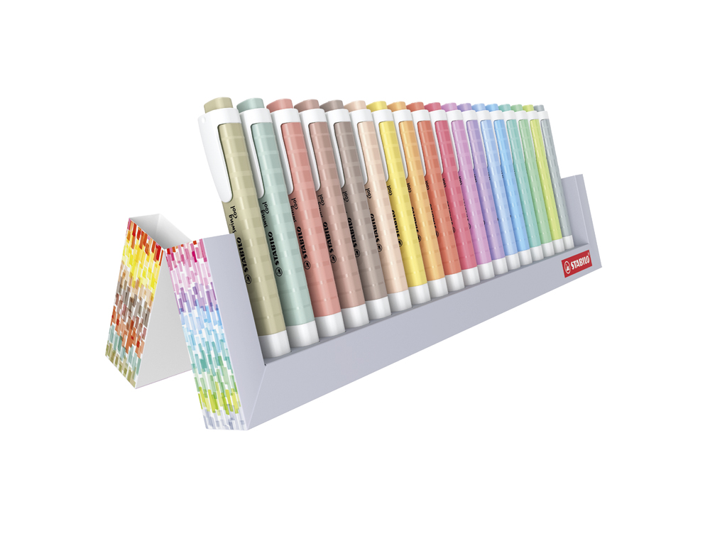 SURLIGNEUR STABILO SWING COOL NATURECOLORS POINTE BISEAUTEE LARGEUR TRACE 1/4MM COLORIS   ASSORTIS PACK CHEVALET 18 UNI