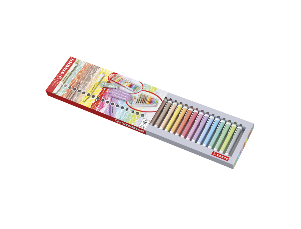 SURLIGNEUR STABILO SWING COOL NATURECOLORS POINTE BISEAUTEE LARGEUR TRACE 1/4MM COLORIS   ASSORTIS PACK CHEVALET 18 UNI