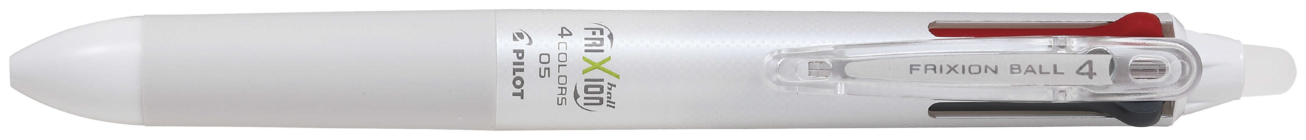 ROLLER PILOT FRIXION BALL 4 COLORS ENCRE GEL POINTE FINE COLORIS BLANC