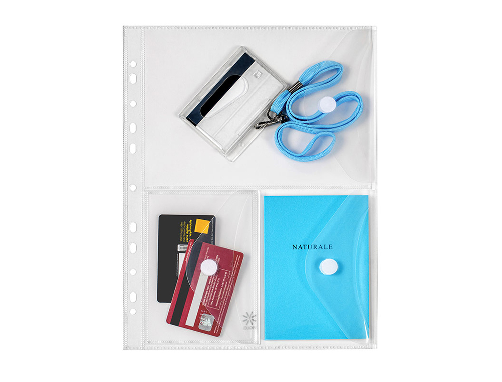 POCHETTE VIQUEL PERFOREE A4 3 COMPARTIMENTS PP FERMETURE    RABAT ET SCRATCH INCOLORE