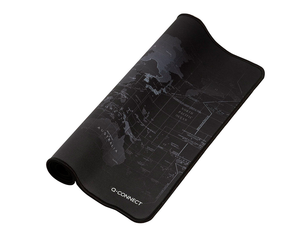 TAPIS SOURIS Q-CONNECT XXL 900X400MM COLORIS NOIR AVEC   DESIGN CARTE DU MONDE
