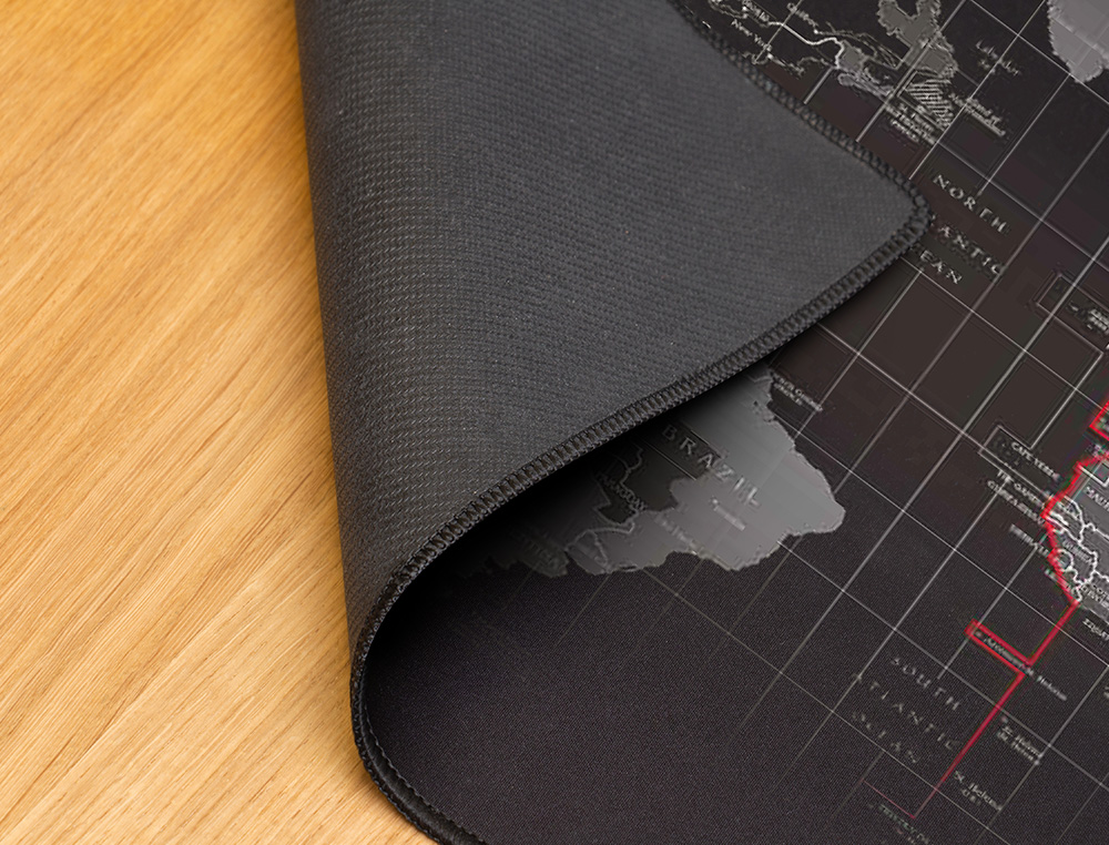 TAPIS SOURIS Q-CONNECT XXL 900X400MM COLORIS NOIR AVEC   DESIGN CARTE DU MONDE