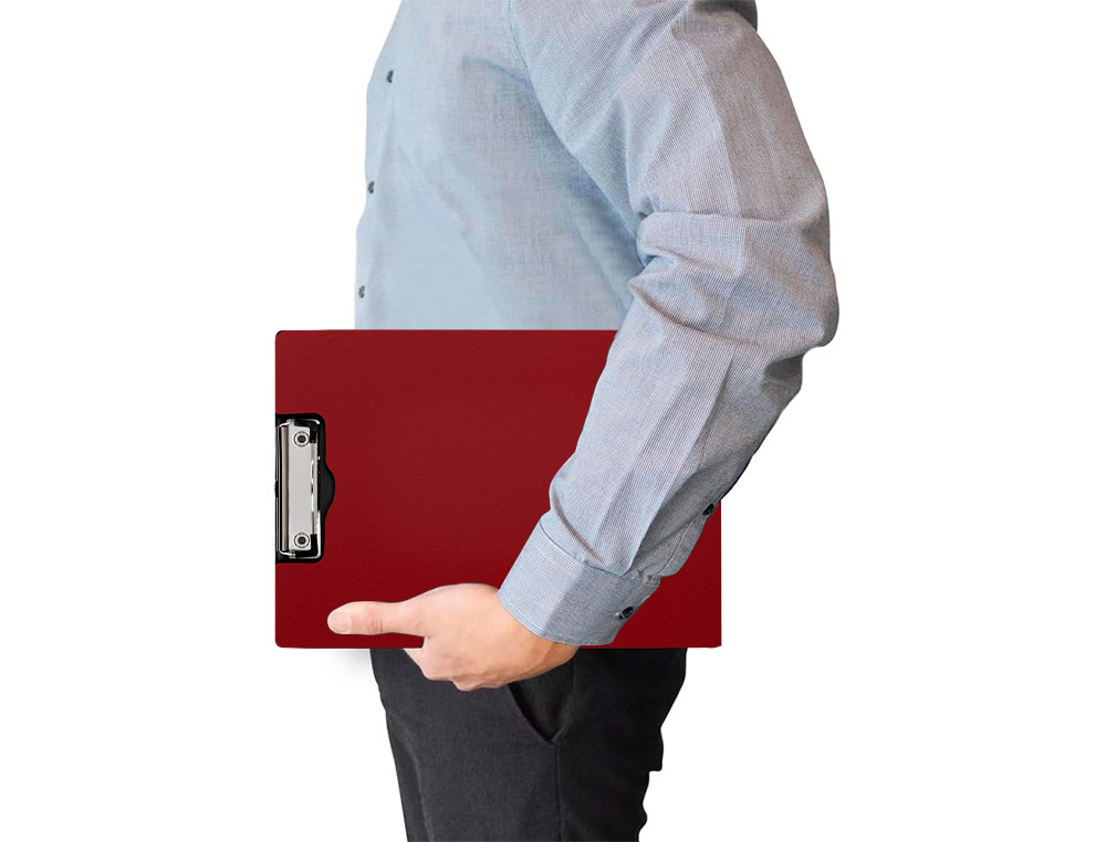 PORTE-BLOC Q-CONNECT MINICLIP SUPERIEUR DIN A4 PLASTIQUE    50% RECYCLE EPAISSEUR 2,1MM   COLORIS ROUGE