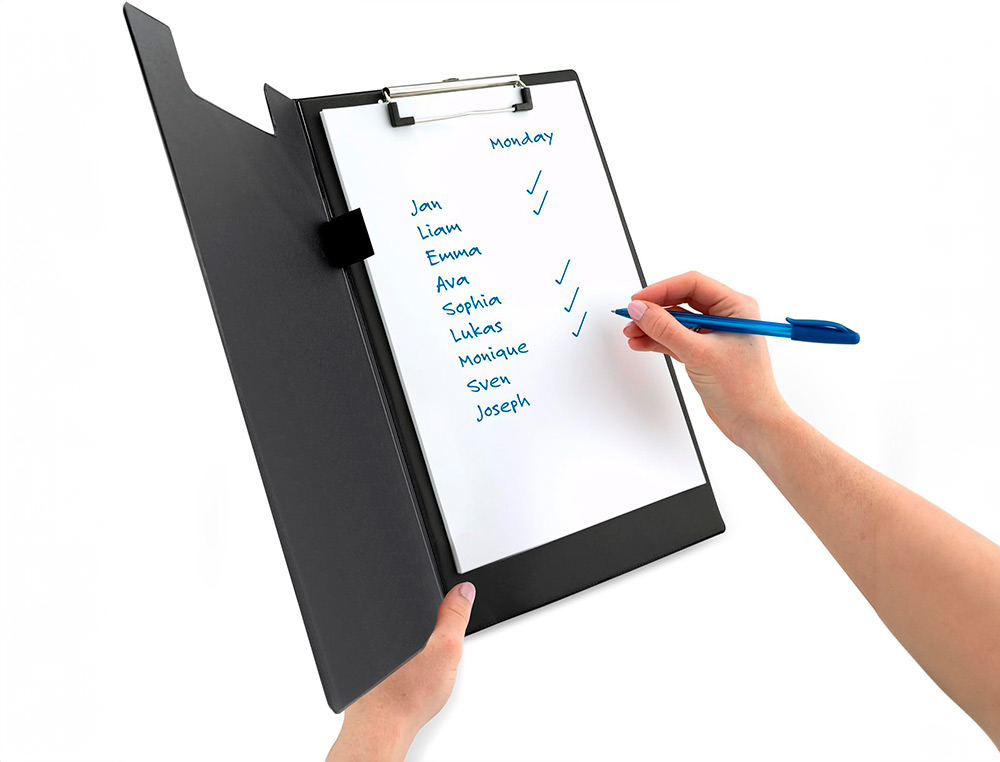 PORTE-BLOC Q-CONNECT MINICLIP SUPERIEUR DIN A4 PLASTIQUE    50% RECYCLE EPAISSEUR 2,1MM   COLORIS VERT OLIVE