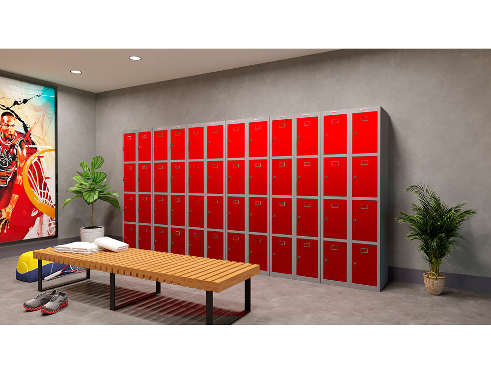 CASIER PERSONNEL PHOENIX SERIE PL PL1430GRK SERRURE A  CLE COLORIS ROUGE