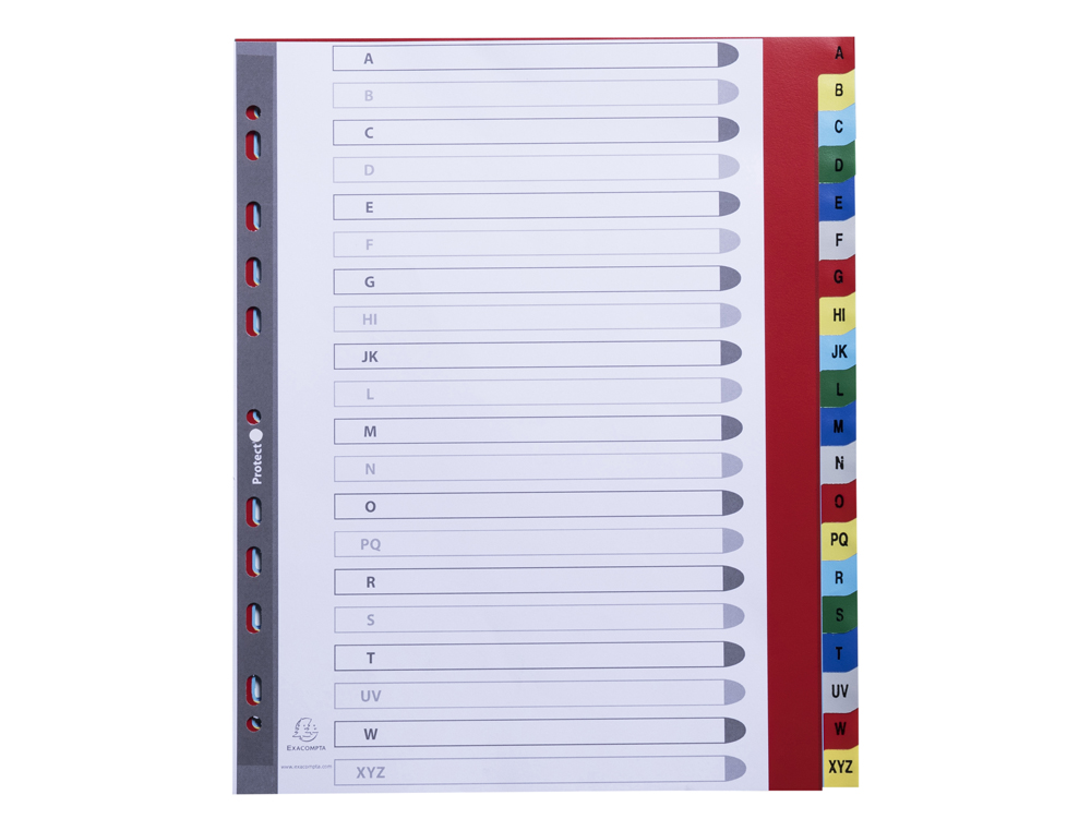 INTERCALAIRE EXACOMPTA A4+ ALPHABETHIQUE A-Z PP 20       ONGLETS INDEX + COLORIS       ASSORTIS