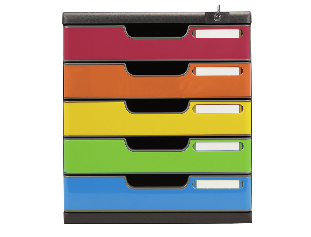 MODULE CLASSEMENT EXACOMPTA MODULO IDERAMA 5 TIROIRS FERMETURE A CLE COLORIS ARLEQUIN
