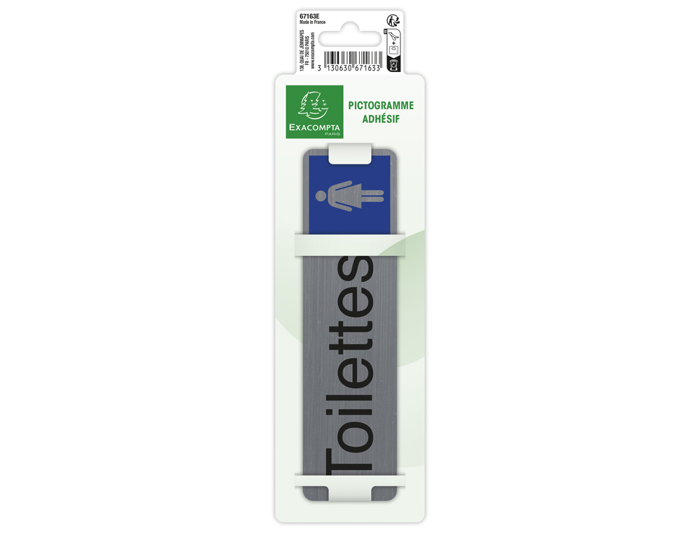 PLAQUE ADHESIVE EXACOMPTA TOILETTES DAME IMITATION      ALUMINIUM 16,5X4,4CM