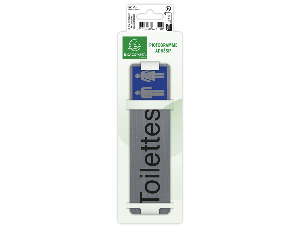 PLAQUE ADHESIVE EXACOMPTA TOILETTES DAME / HOMME        IMITATION ALUMINIUM           16,5X4,4CM