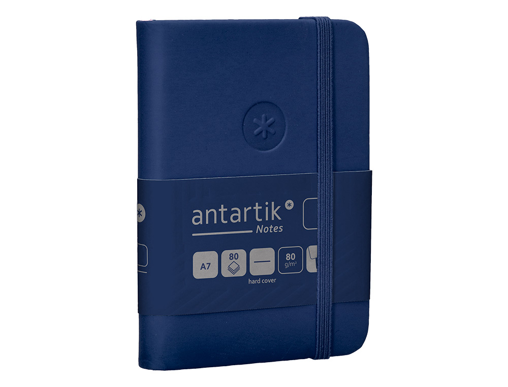 CARNET A7 ANTARTIK NOTES PAPIER UNI IVOIRE COUVERTURE  RIGIDE FERMETURE ELASTIQUE 80 PAGES 80GR COLORIS BLEU MARINE