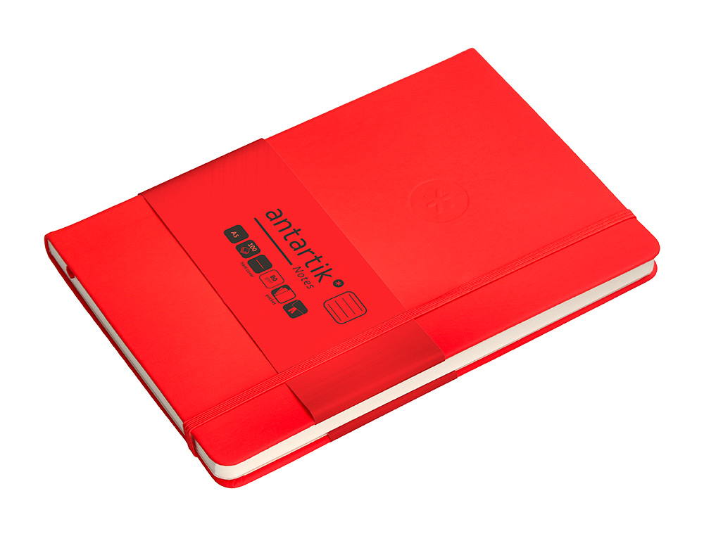 CARNET FERMETURE ELASTIQUE ANTARTIK NOTES COUVERTURE     RIGIDE A5 LIGNE 100 FEUILLES  80GR FSC COLORIS ROUGE