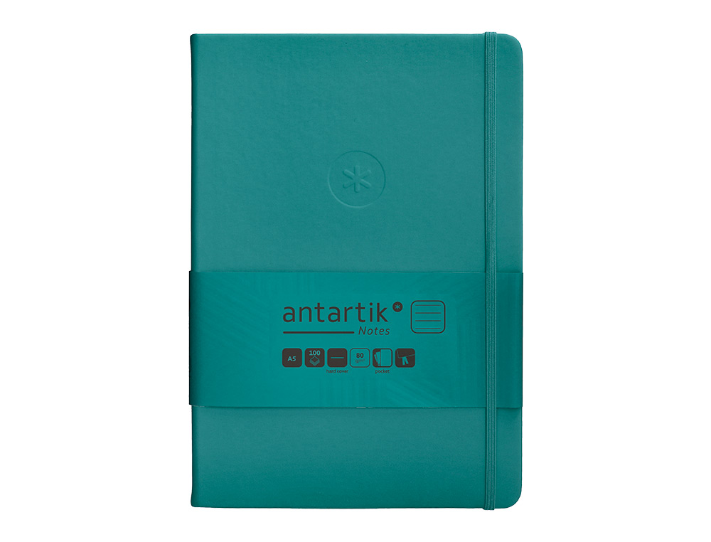 CARNET FERMETURE ELASTIQUE ANTARTIK NOTES COUVERTURE     RIGIDE A5 LIGNE 100 FEUILLES  80GR FSC COLORIS VERT PAON