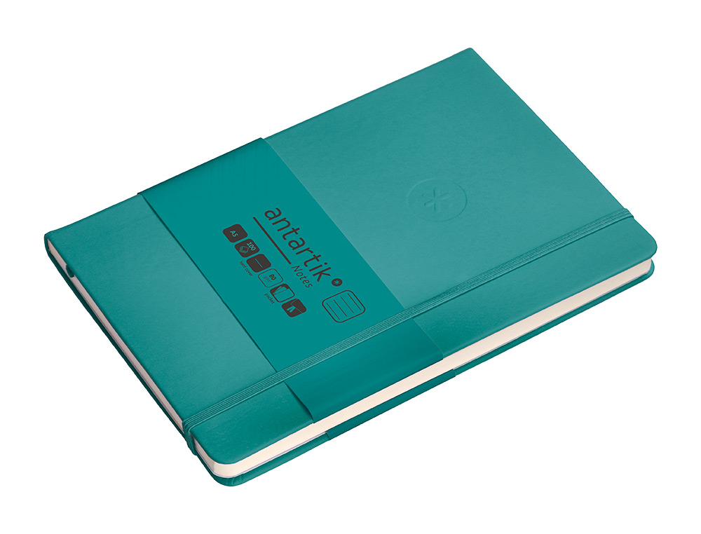 CARNET FERMETURE ELASTIQUE ANTARTIK NOTES COUVERTURE     RIGIDE A5 LIGNE 100 FEUILLES  80GR FSC COLORIS VERT PAON
