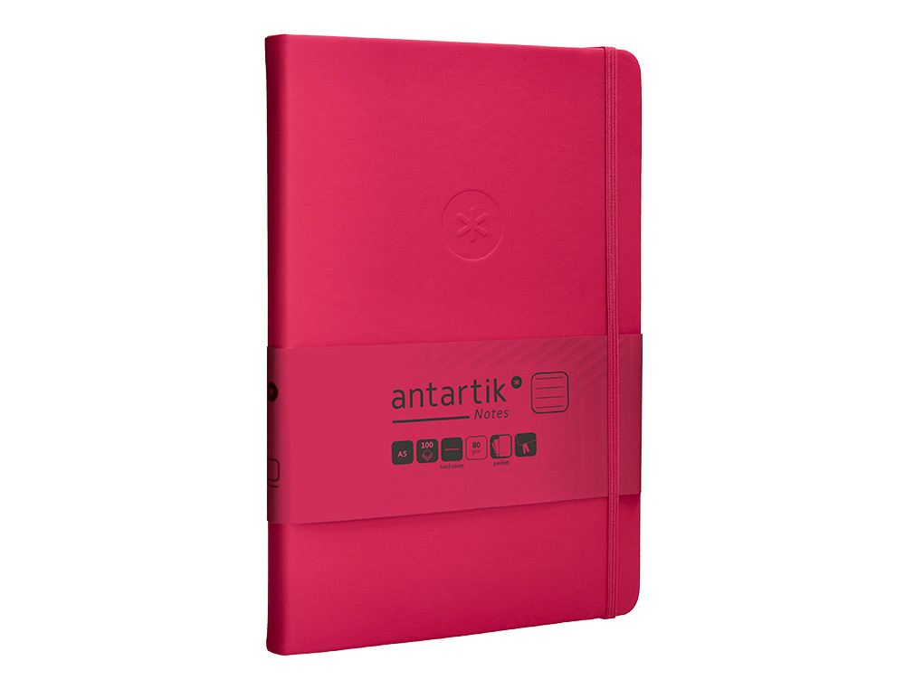 CARNET FERMETURE ELASTIQUE ANTARTIK NOTES COUVERTURE     RIGIDE A5 LIGNE 100 FEUILLES  80GR FSC COLORIS FRAMBOISE