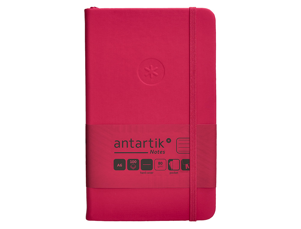 CARNET FERMETURE ELASTIQUE ANTARTIK NOTES COUVERTURE     RIGIDE A6 LIGNE 100 FEUILLES  80GR FSC COLORIS FRAMBOISE