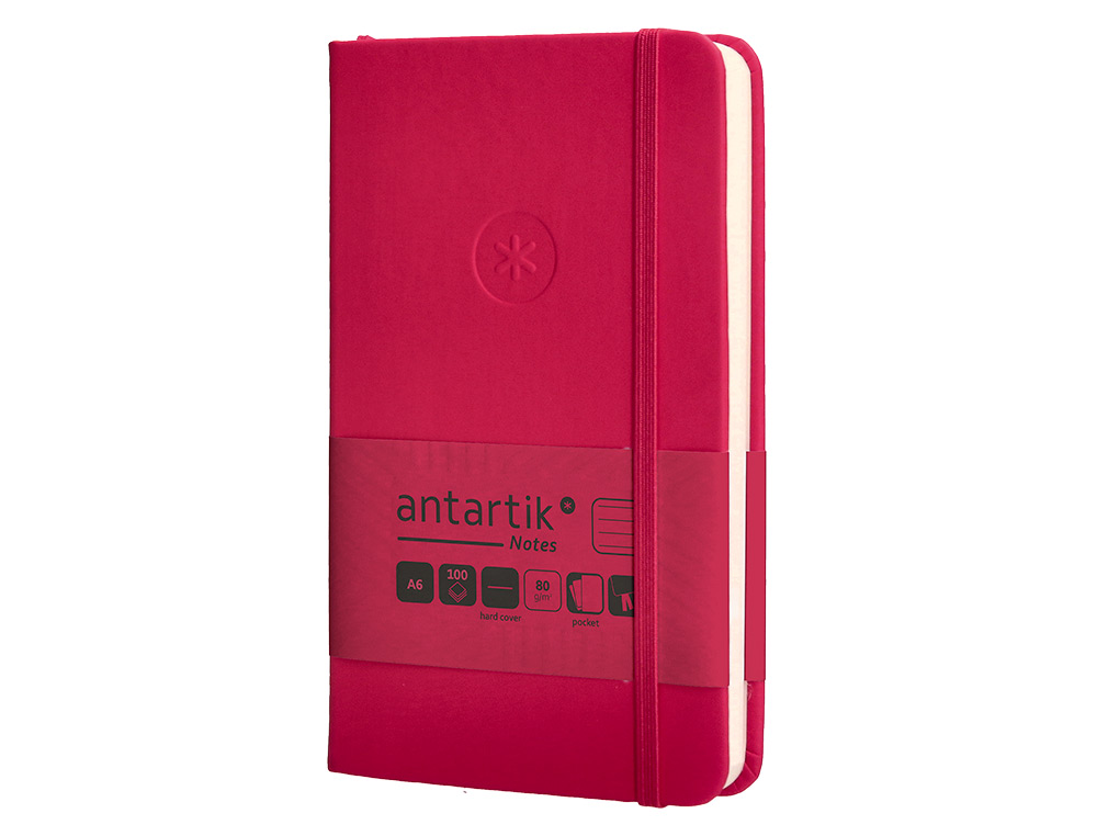 CARNET FERMETURE ELASTIQUE ANTARTIK NOTES COUVERTURE     RIGIDE A6 LIGNE 100 FEUILLES  80GR FSC COLORIS FRAMBOISE
