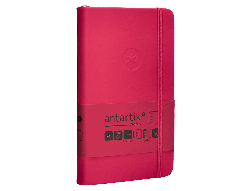 CARNET FERMETURE ELASTIQUE ANTARTIK NOTES COUVERTURE     RIGIDE A6 LIGNE 100 FEUILLES  80GR FSC COLORIS FRAMBOISE
