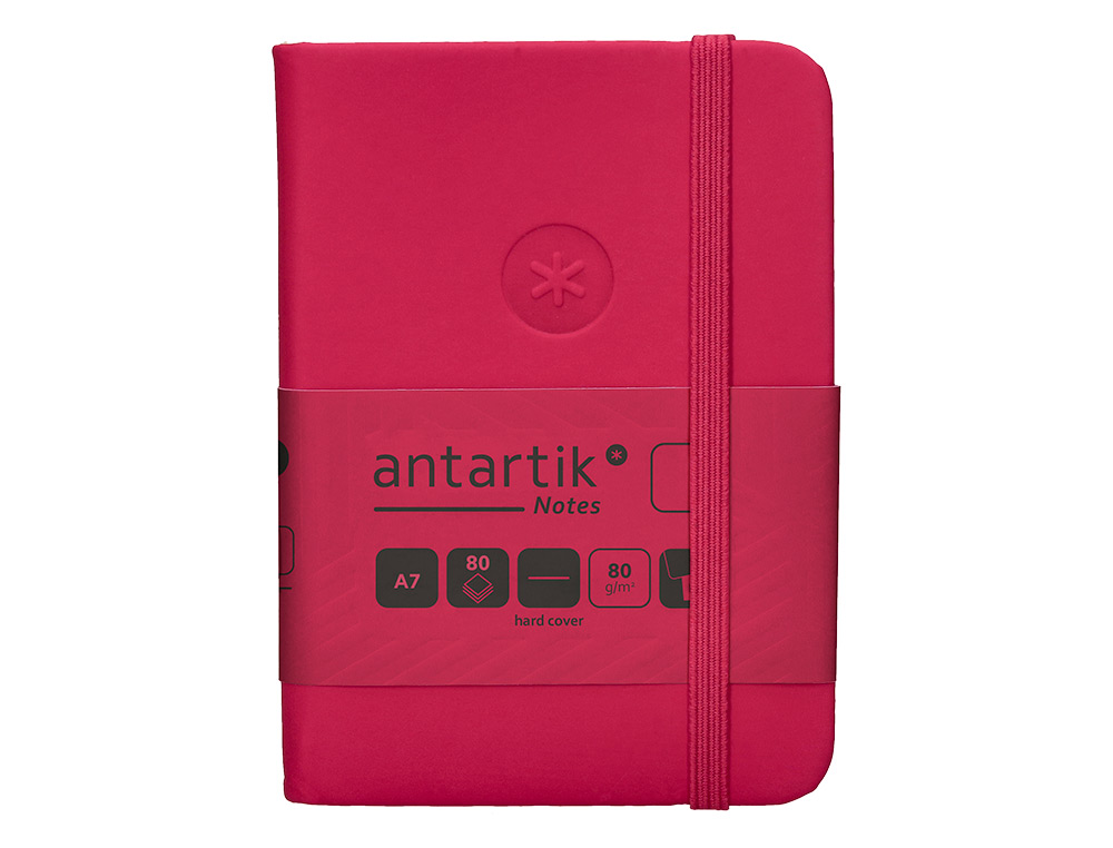 CARNET FERMETURE ELASTIQUE ANTARTIK NOTES COUVERTURE     RIGIDE A7 PAPIER UNI IVOIRE 80FEUILLES 80GR FSC FRAMBOISE