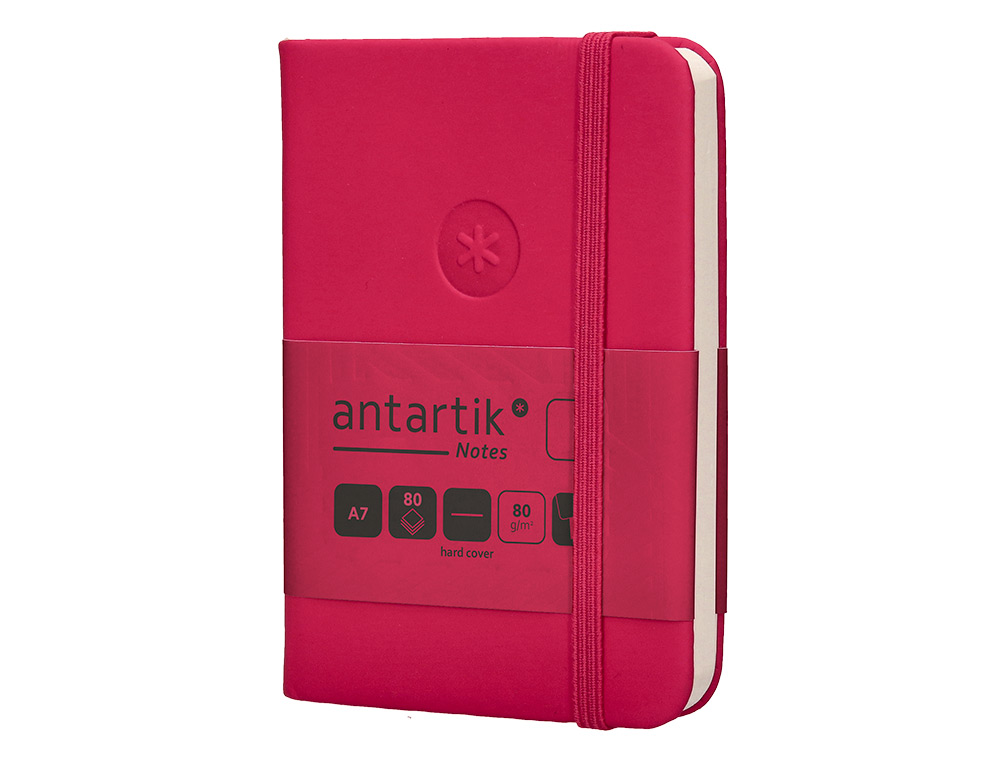 CARNET FERMETURE ELASTIQUE ANTARTIK NOTES COUVERTURE     RIGIDE A7 PAPIER UNI IVOIRE 80FEUILLES 80GR FSC FRAMBOISE