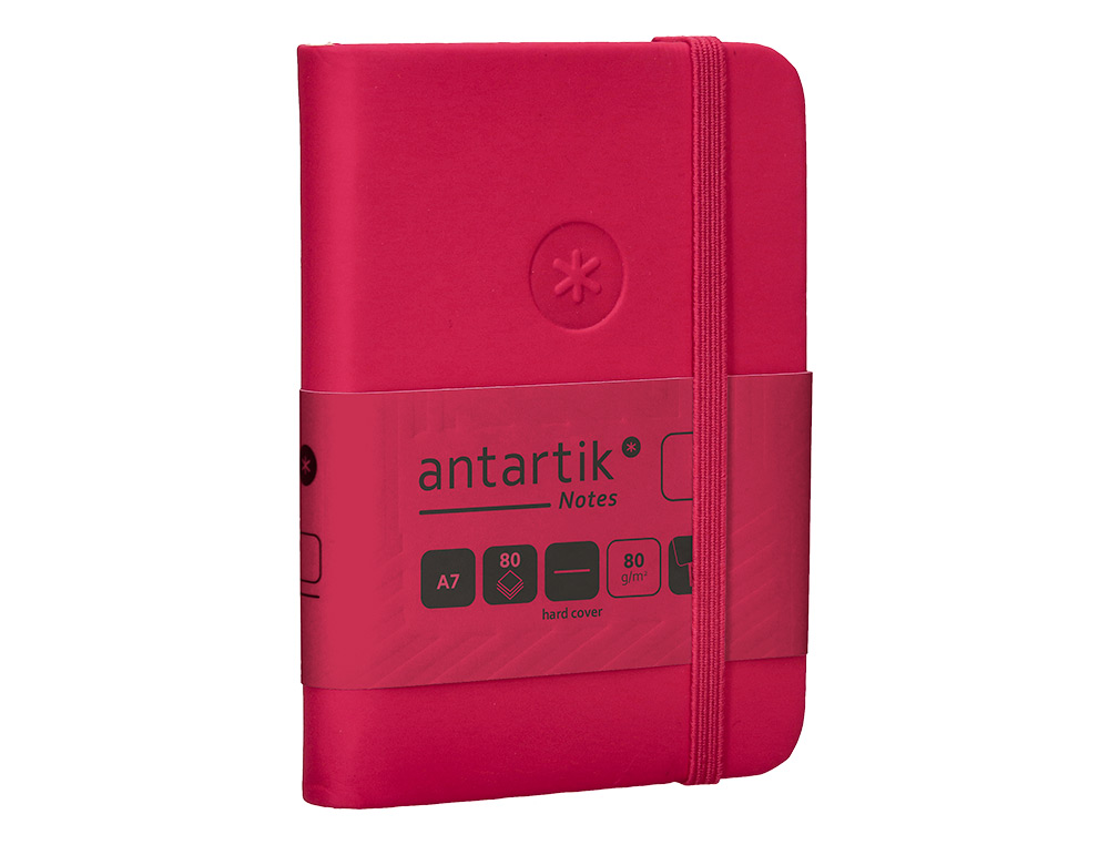 CARNET FERMETURE ELASTIQUE ANTARTIK NOTES COUVERTURE     RIGIDE A7 PAPIER UNI IVOIRE 80FEUILLES 80GR FSC FRAMBOISE