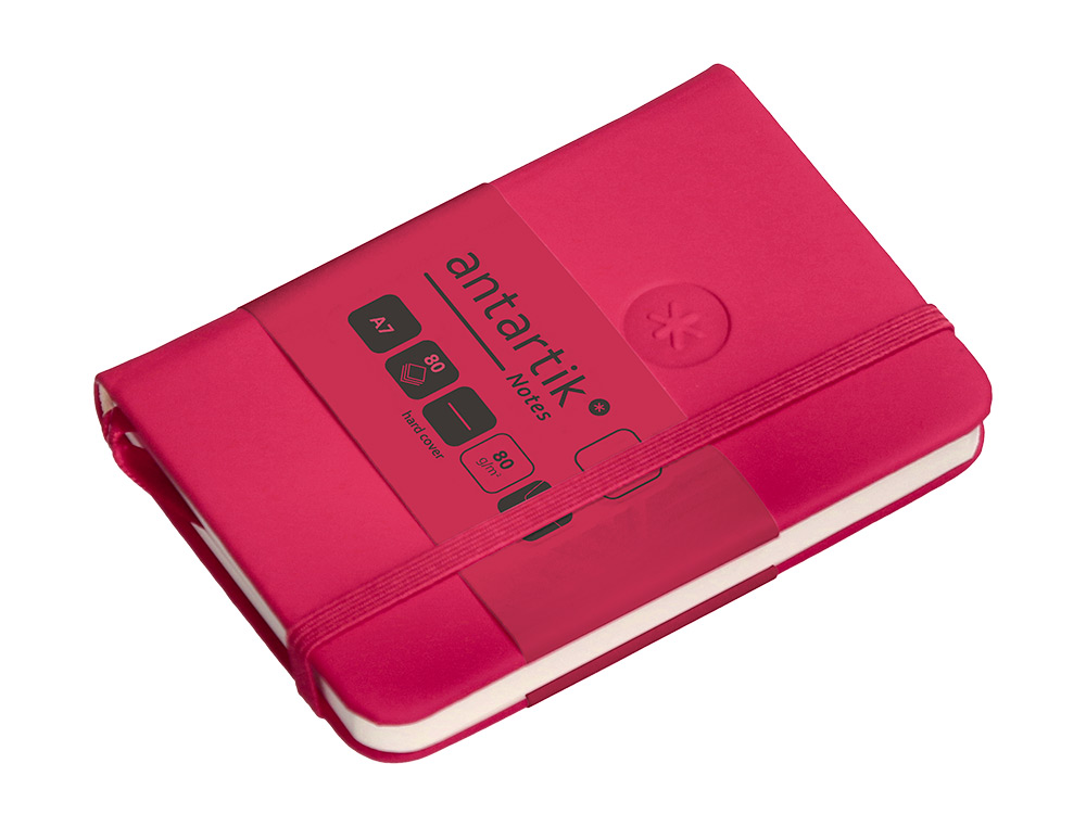 CARNET FERMETURE ELASTIQUE ANTARTIK NOTES COUVERTURE     RIGIDE A7 PAPIER UNI IVOIRE 80FEUILLES 80GR FSC FRAMBOISE