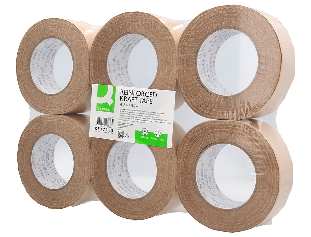 RUBAN ADHESIF Q-CONNECT POUR EMBALLAGE KRAFT RENFORCE 50MX50MM