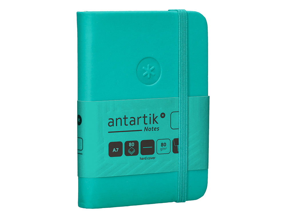CARNET A7 ANTARTIK NOTES PAPIER UNI IVOIRE COUVERTURE RIGIDE FERMETURE ELASTIQUE 160PAGES 80GR COLORIS VERT MENTHE