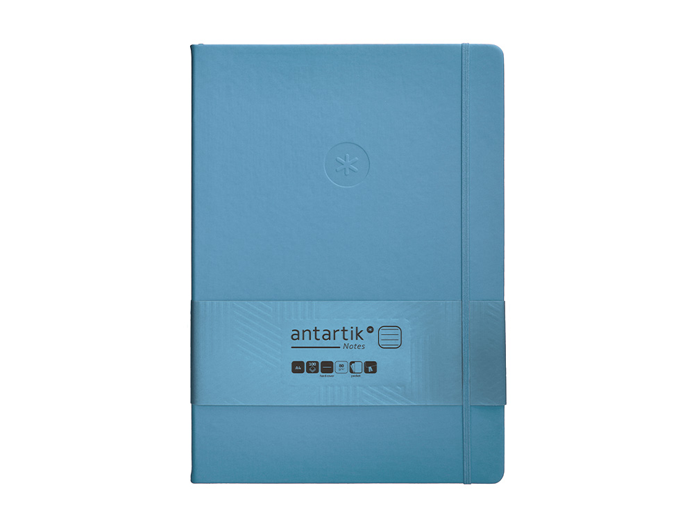 CARNET FERMETURE ELASTIQUE ANTARTIK NOTES COUVERTURE     RIGIDE A4 LIGNE 100 FEUILLES  80GR FSC COLORIS BLEU CIEL